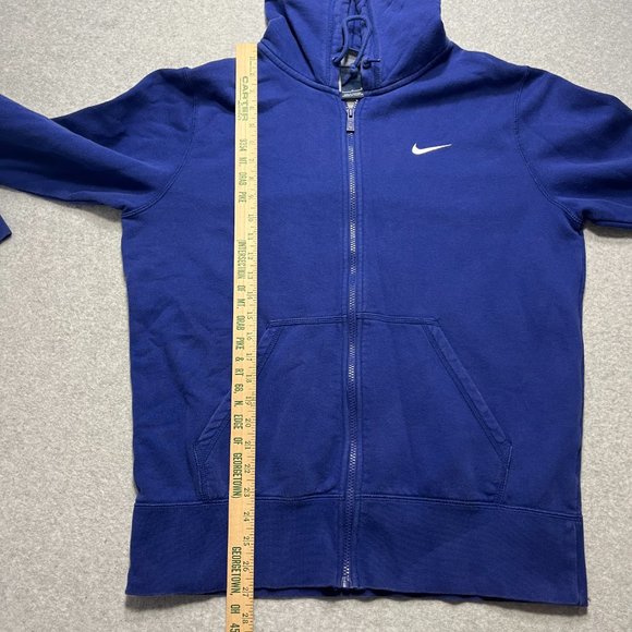 Nike Hoodie Mens Large Blue Full Zip Pocket Cotton Blend Logo Solid Long Sleeve - Picture 3 of 9